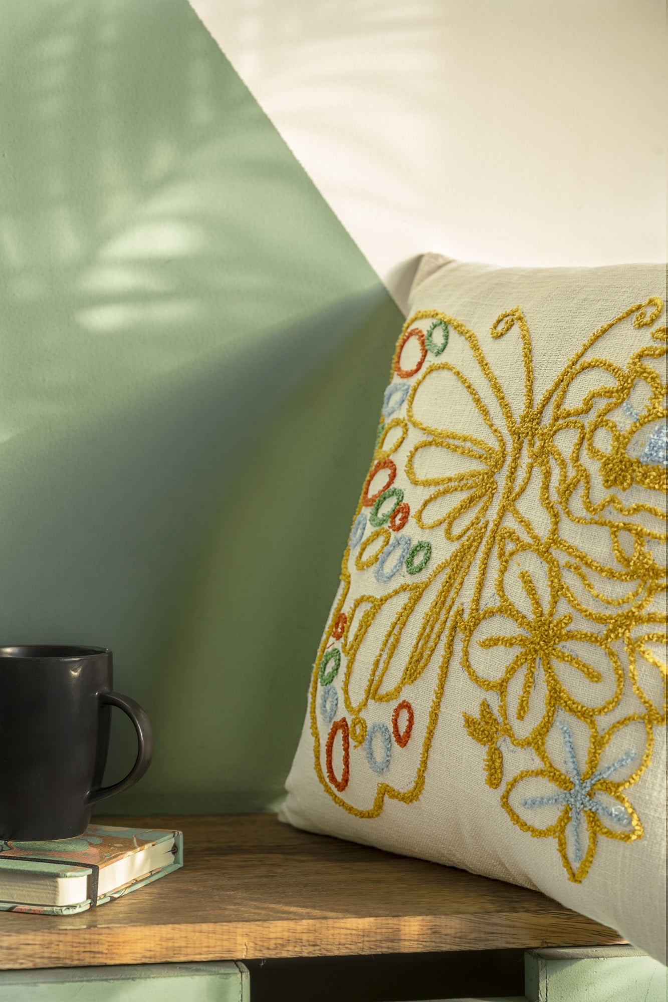"Butterfly Bloom" Tufted Embroidered Cushion Cover