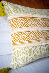 Rustic Hand Block Cotton Cushion Cover 16x16 In
