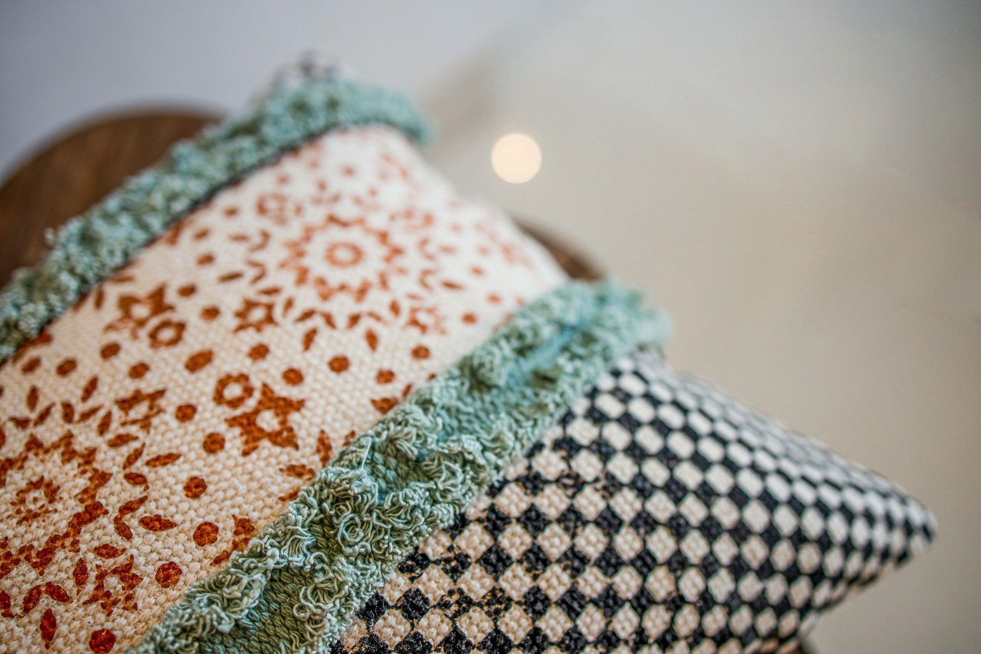 "Meadow Tile" Hand Block Printed Cushion Cover