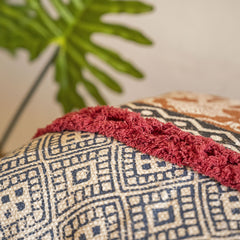 Rustic Hand Block Printed Cotton Cushion Cover