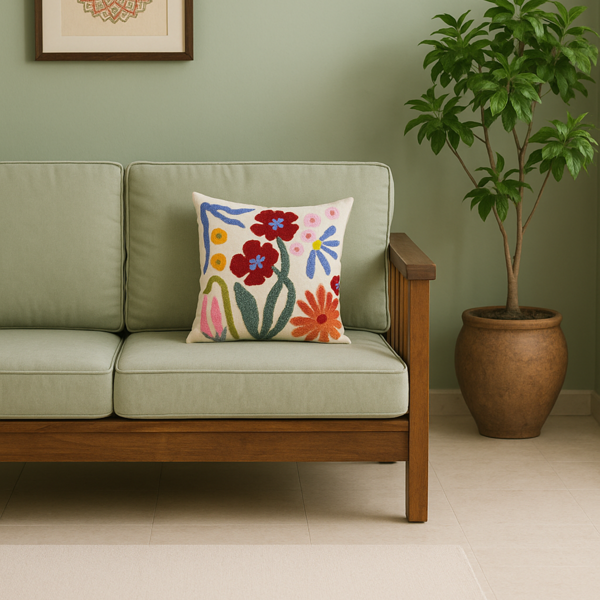 Flower Fest Embroidered Cushion Cover