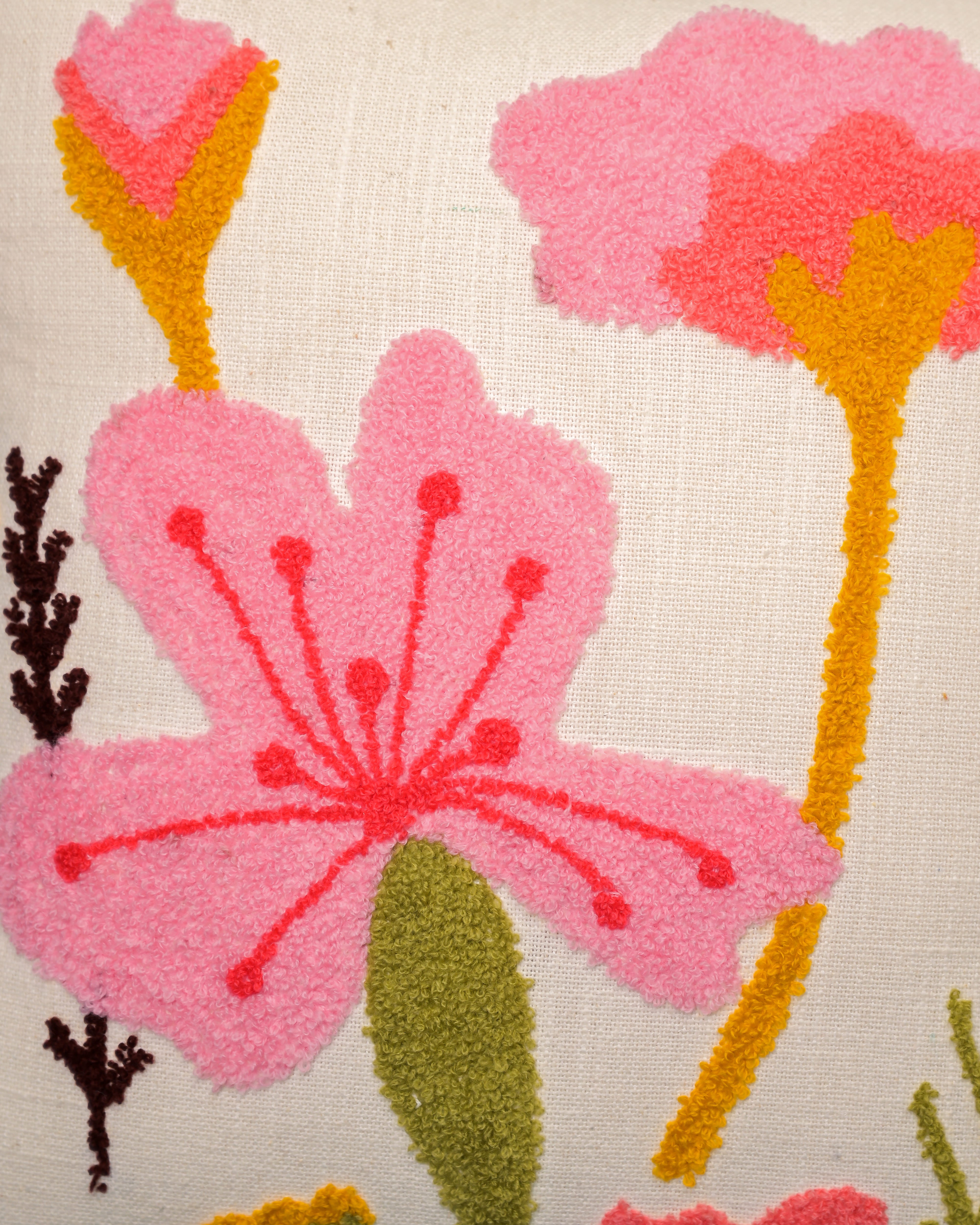 Floral Whispers Elegant Embroidered Cushion cover
