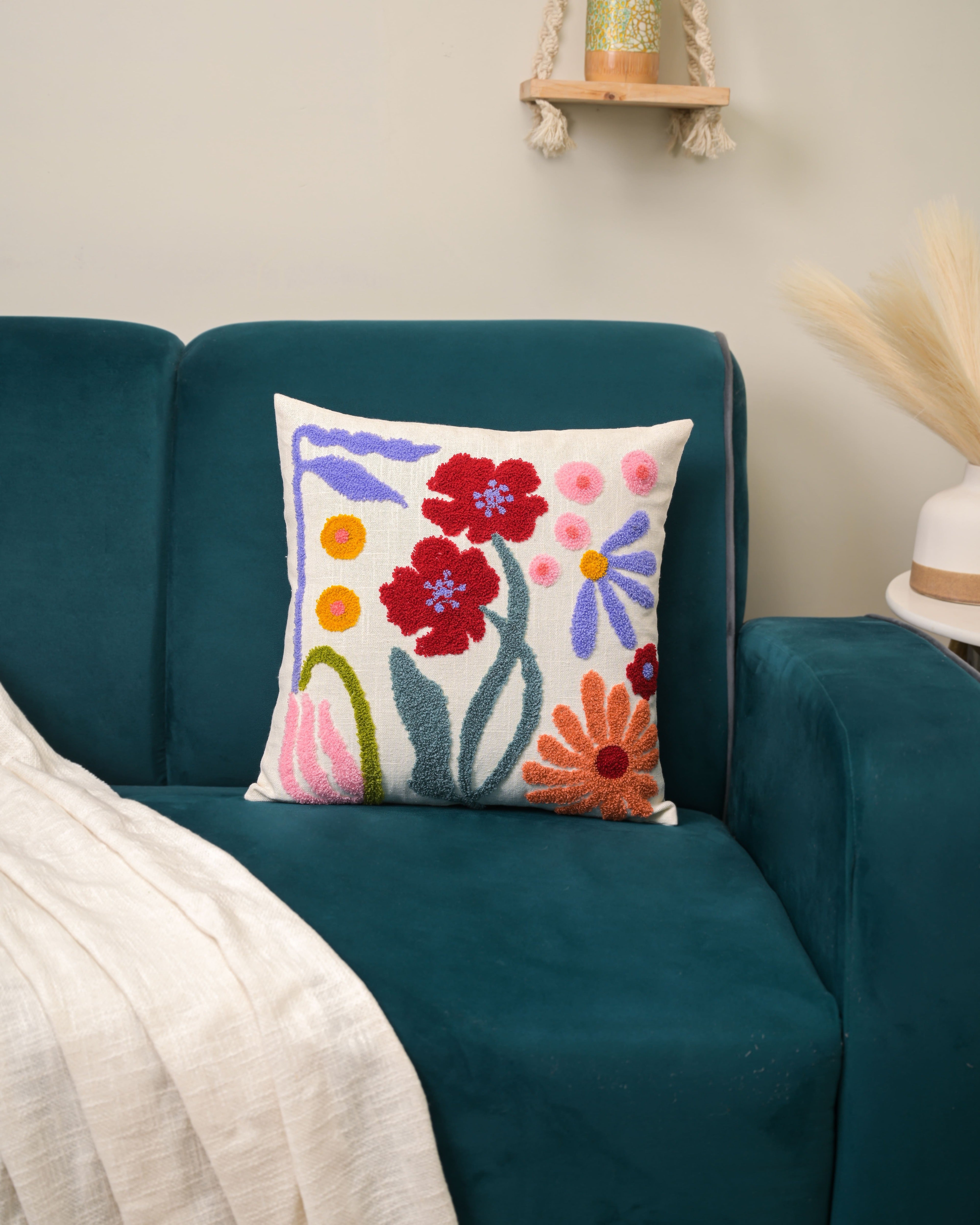 Flower Fest Embroidered Cushion Cover