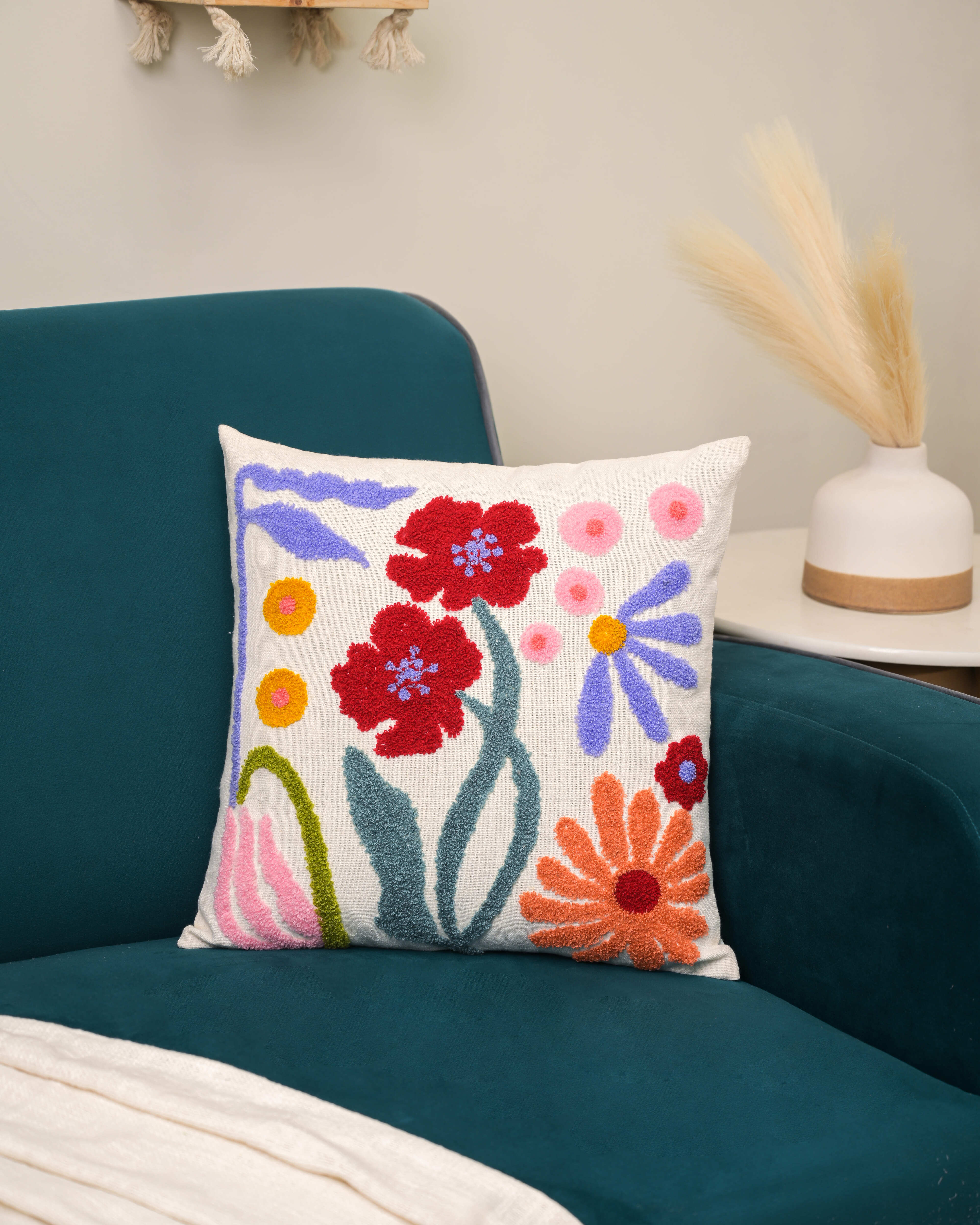 Flower Fest Embroidered Cushion Cover