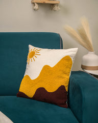 "Golden Dunes" Punch Needle Embroidered Cushion Cover