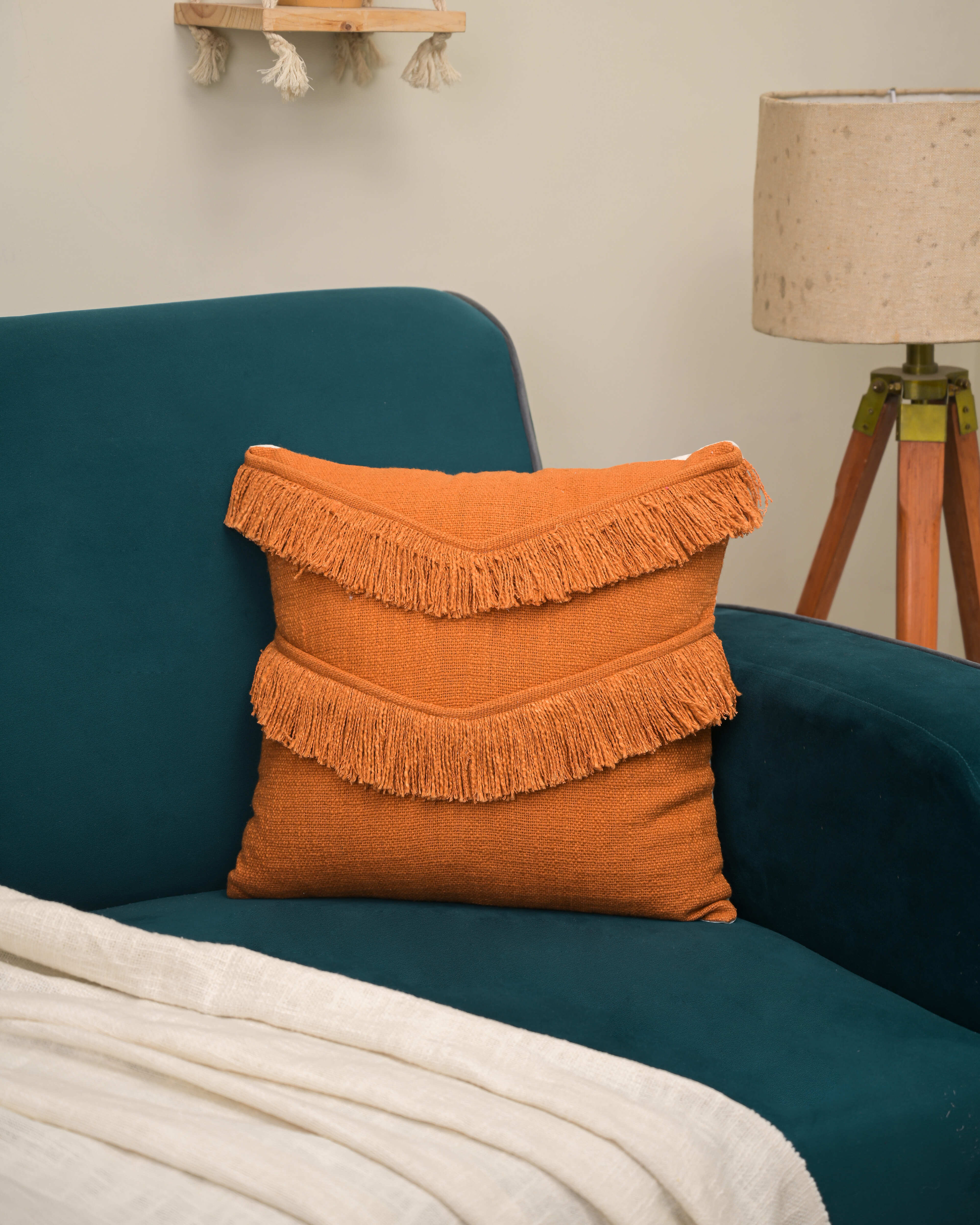 Sunset Fringe Embroidered Cushion Cover