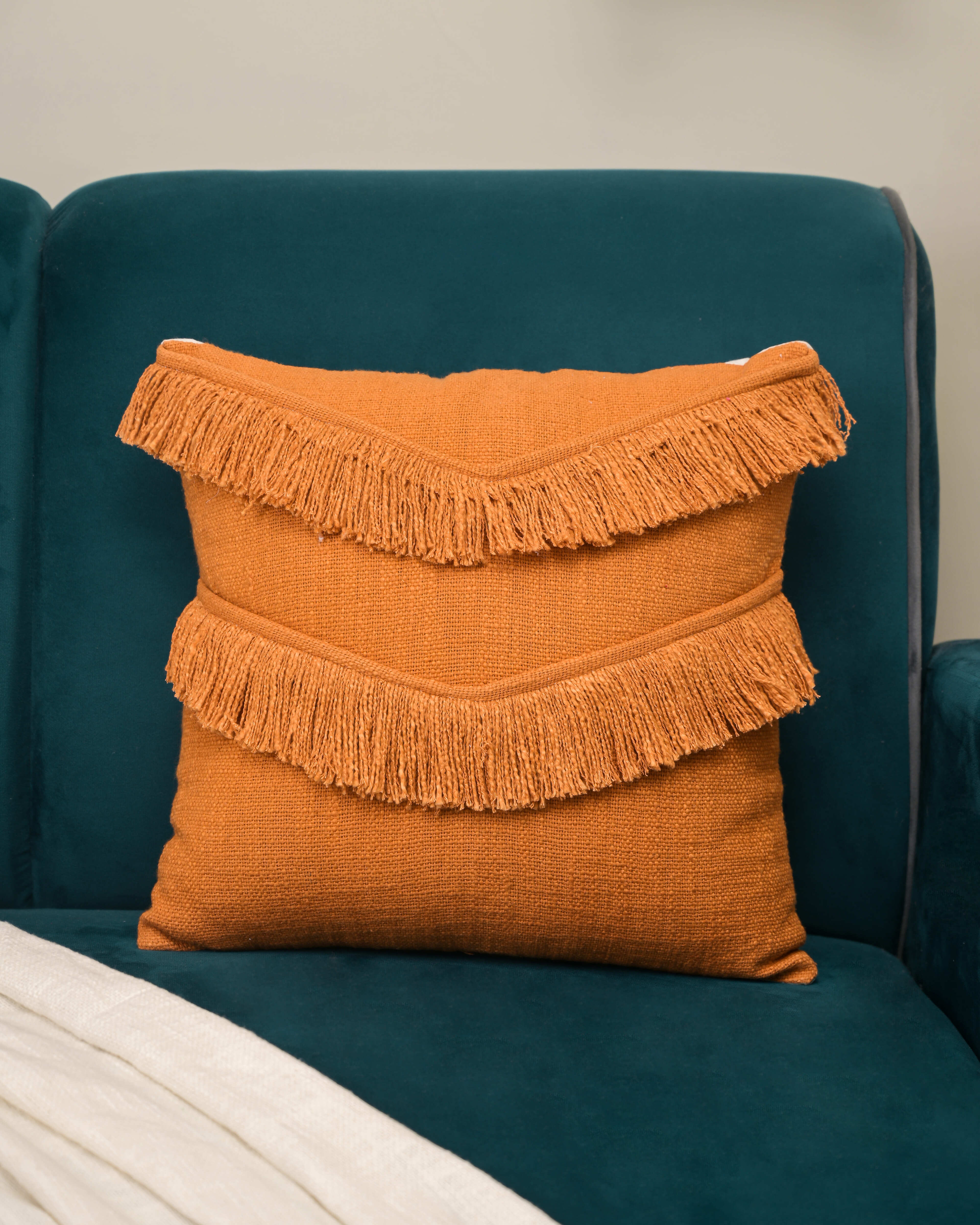 Sunset Fringe Embroidered Cushion Cover
