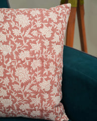 “Blush Bloom” Handblock Cushion Cover