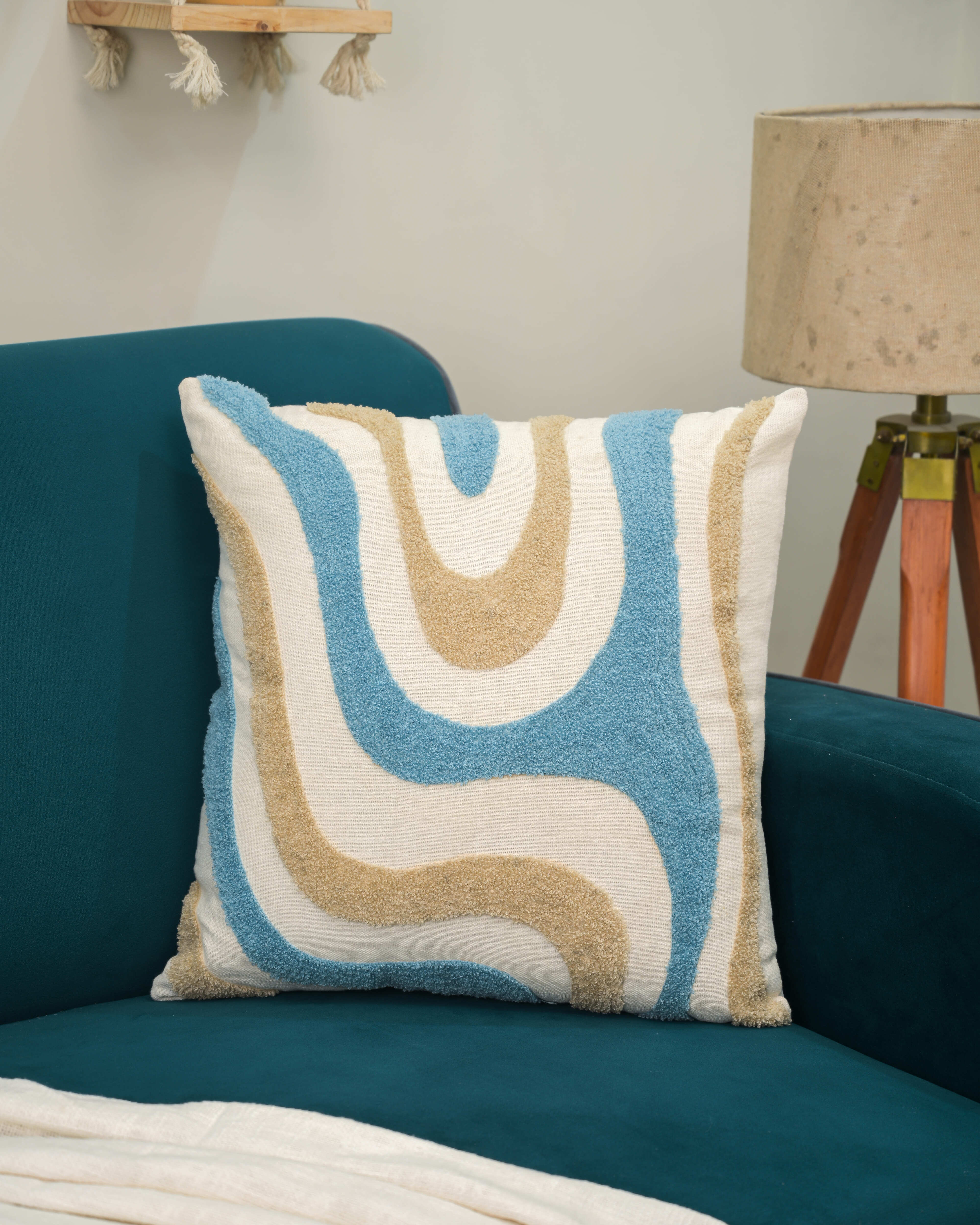 “Coastal Flow” Textured Cushion Cover