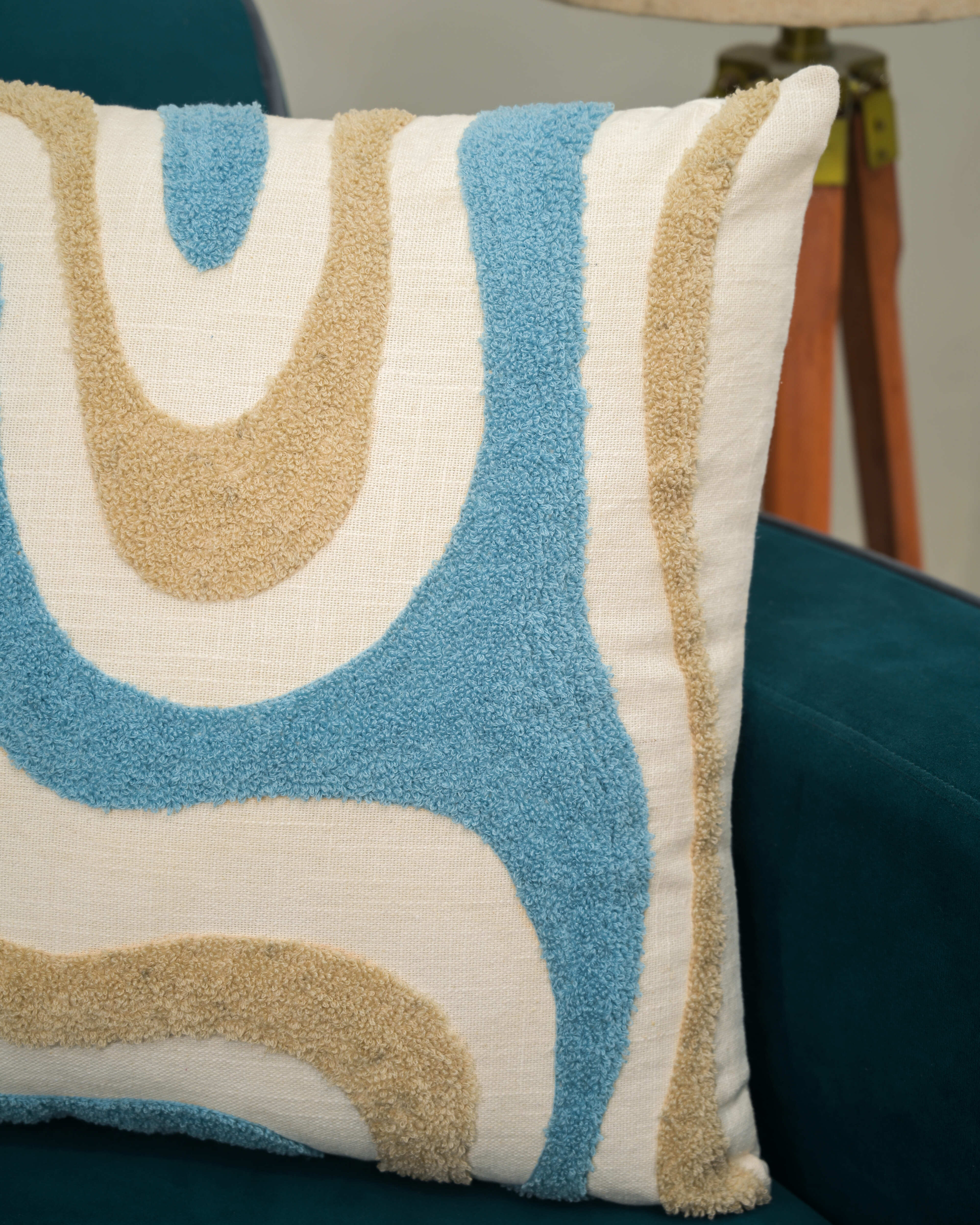“Coastal Flow” Textured Cushion Cover