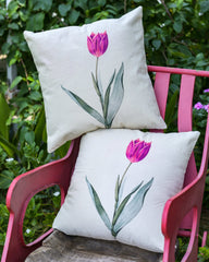 "Petal Up!" Tulip Digital Print Cotton Cushion Cover