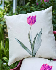 "Petal Up!" Tulip Digital Print Cotton Cushion Cover