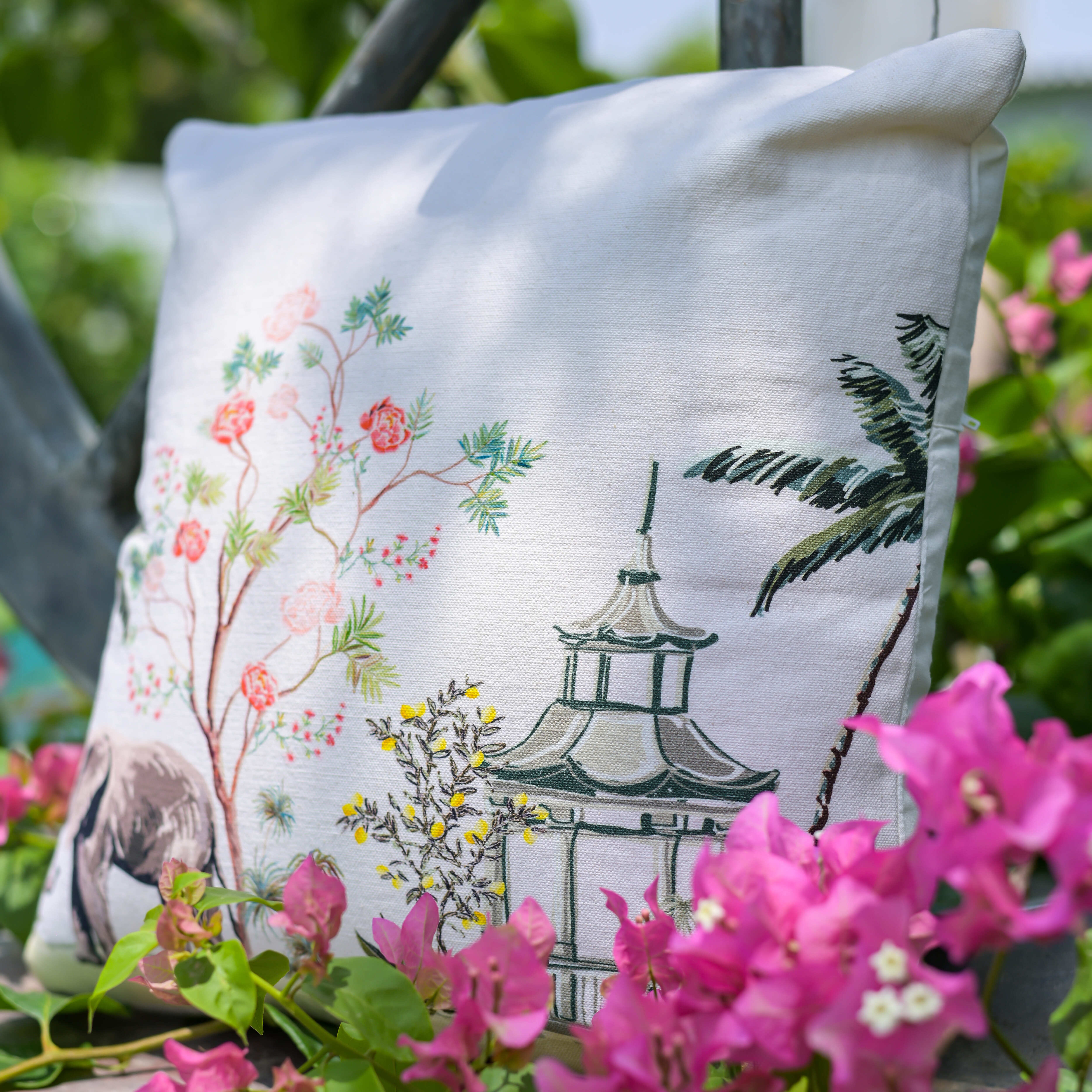 "Garden Parade" Digitally Printed Cotton Cushion Cover