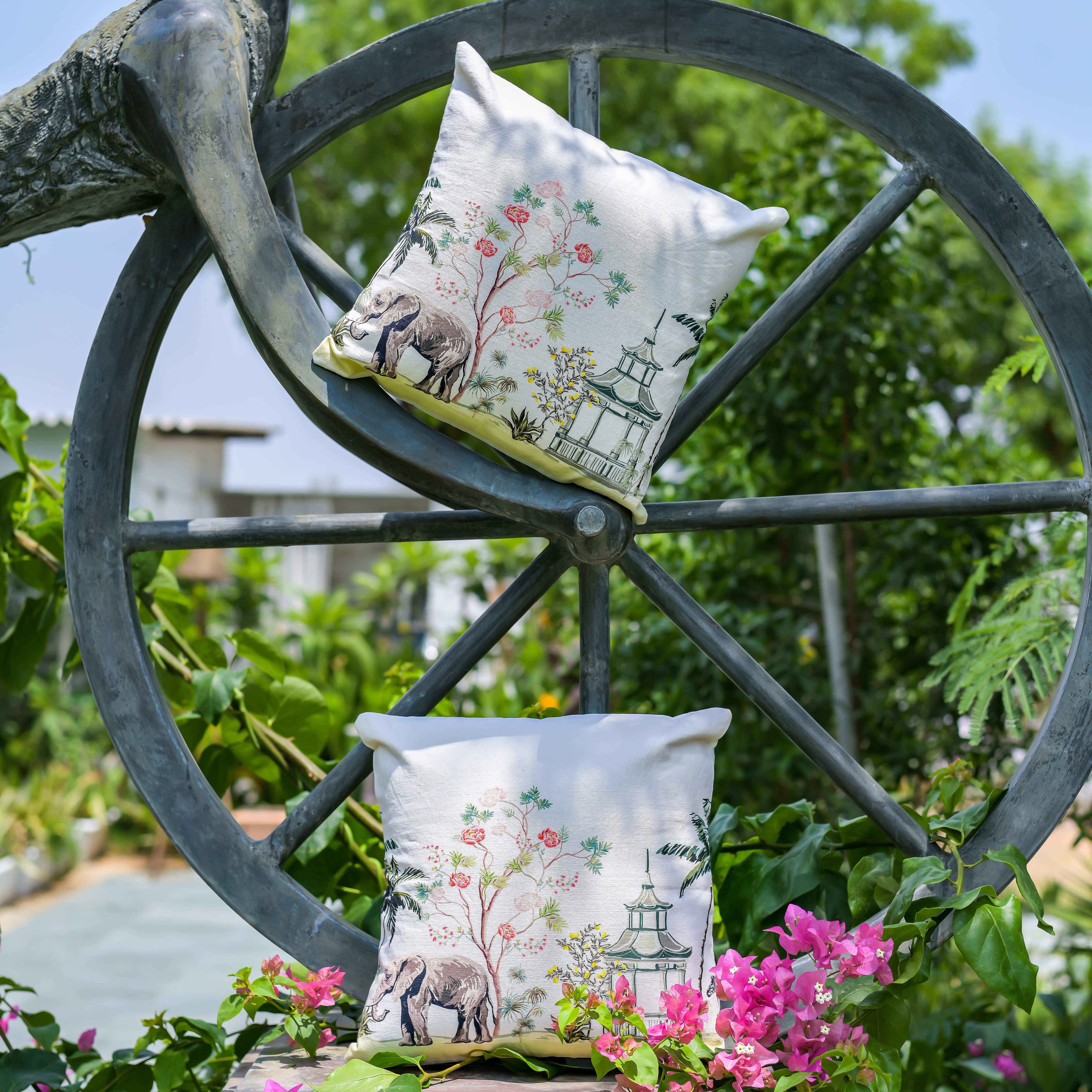 "Garden Parade" Digitally Printed Cotton Cushion Cover