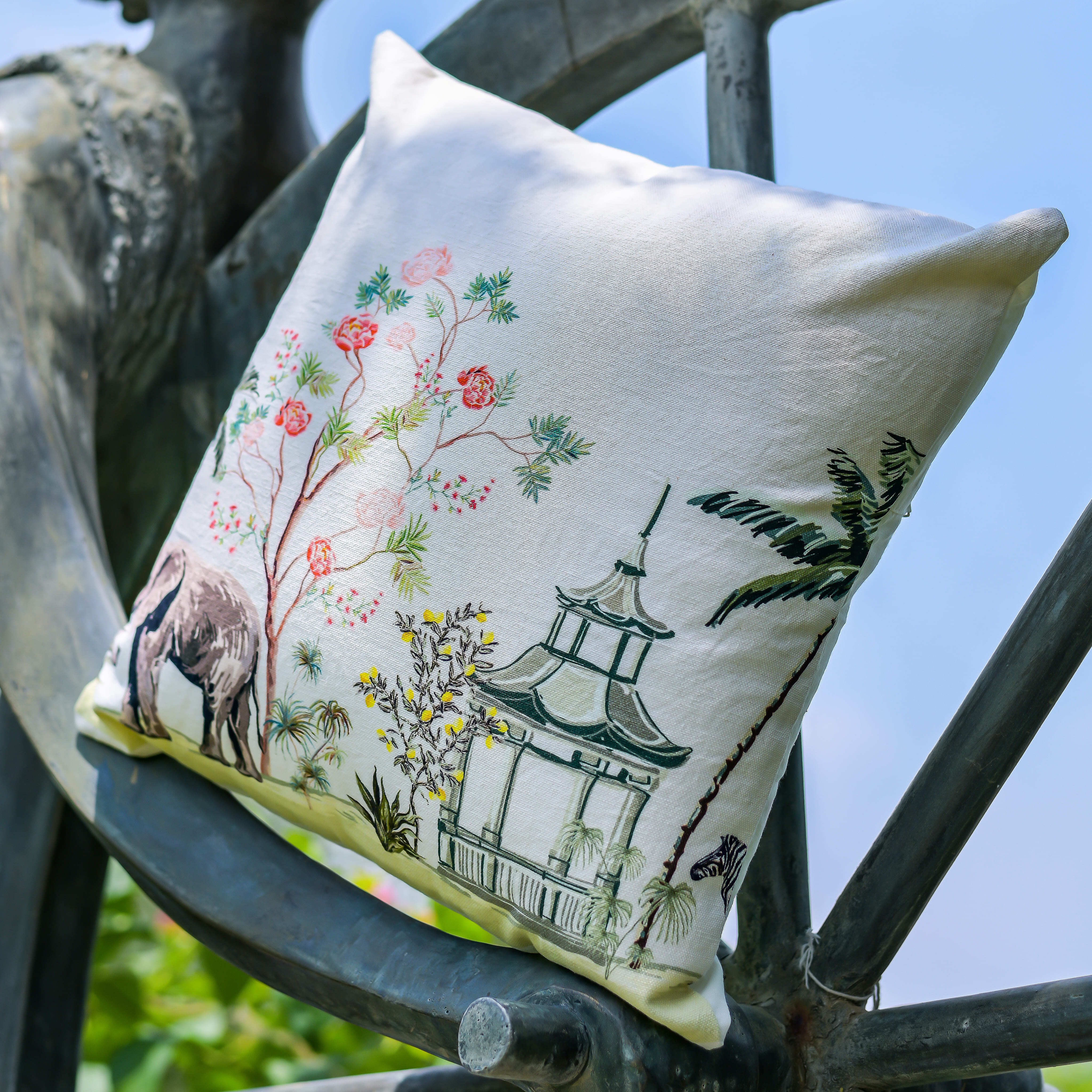 "Garden Parade" Digitally Printed Cotton Cushion Cover