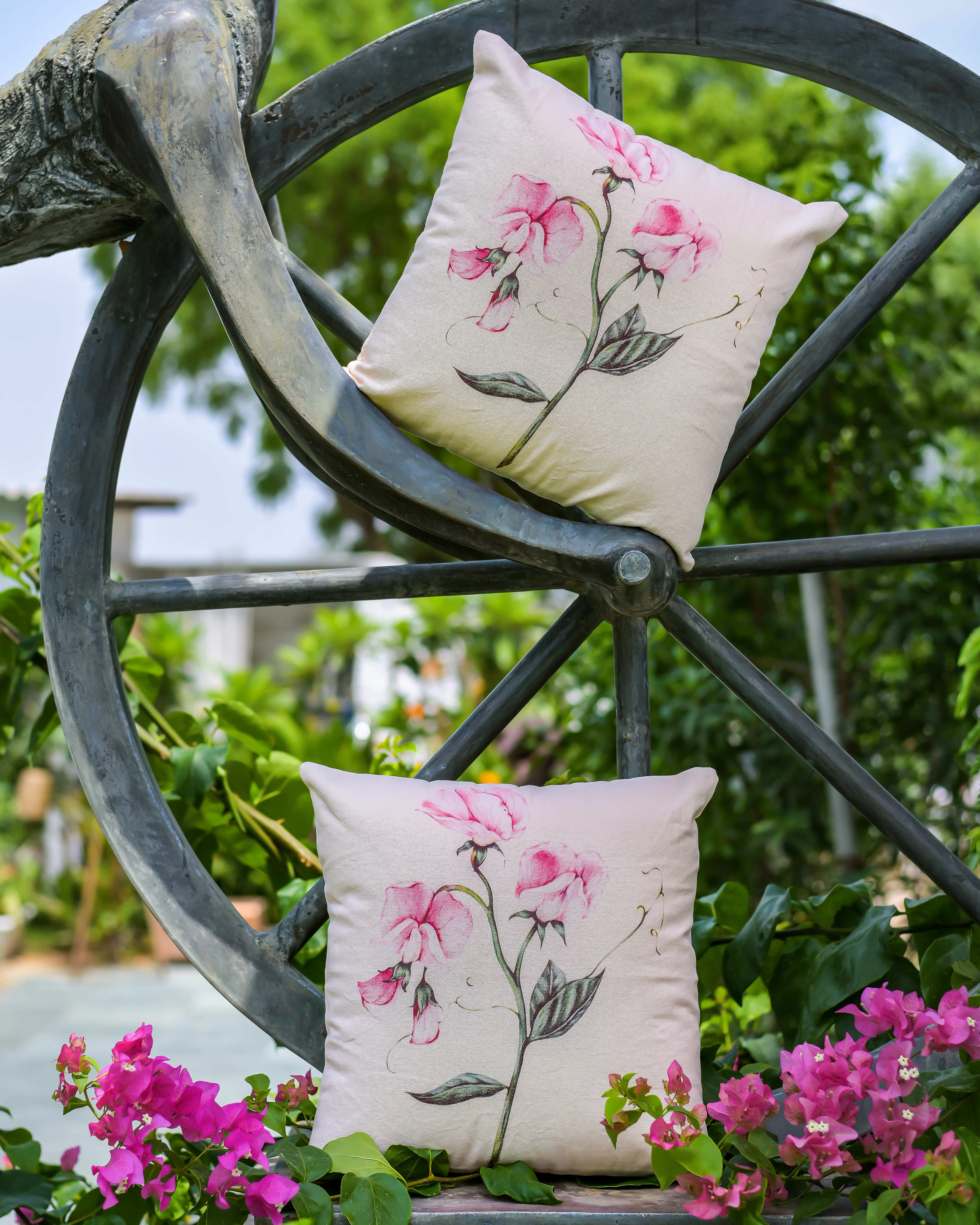 "Blush Vine" Digitally Printed Cotton Cushion Cover