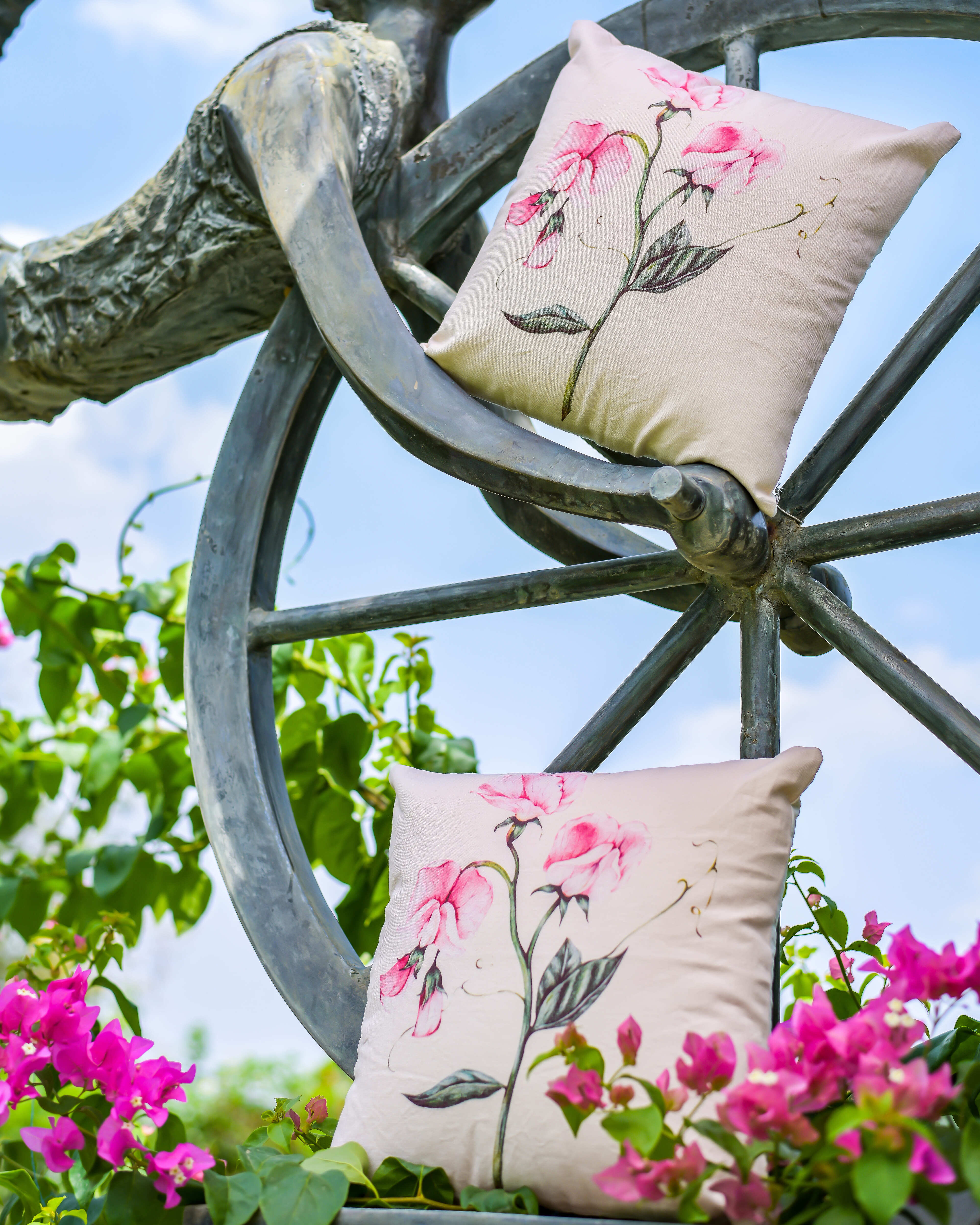 "Blush Vine" Digitally Printed Cotton Cushion Cover
