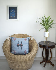 "Atlas Indigo" Embroidered Cactus Silk Cushion Cover
