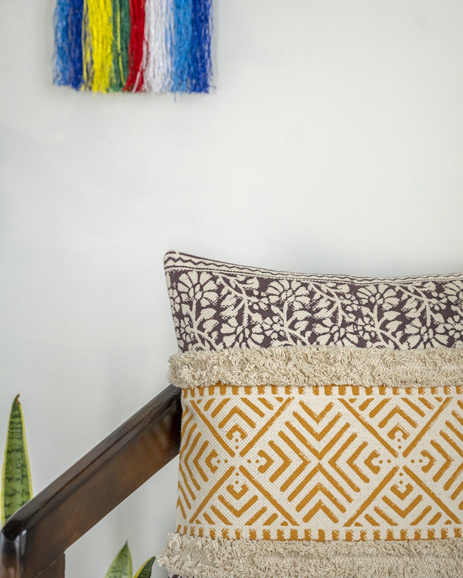 Geometric Hand Block Printed Cushion Cover 16x16 In
