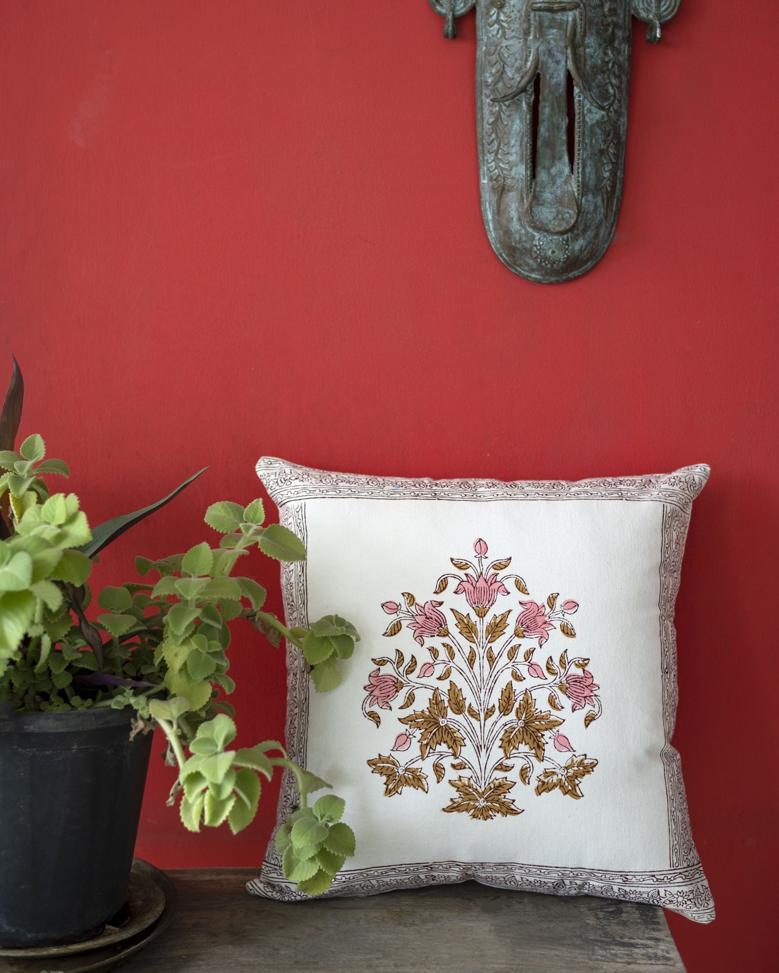 "Rosette Grove" Block Printed Cushion Cover