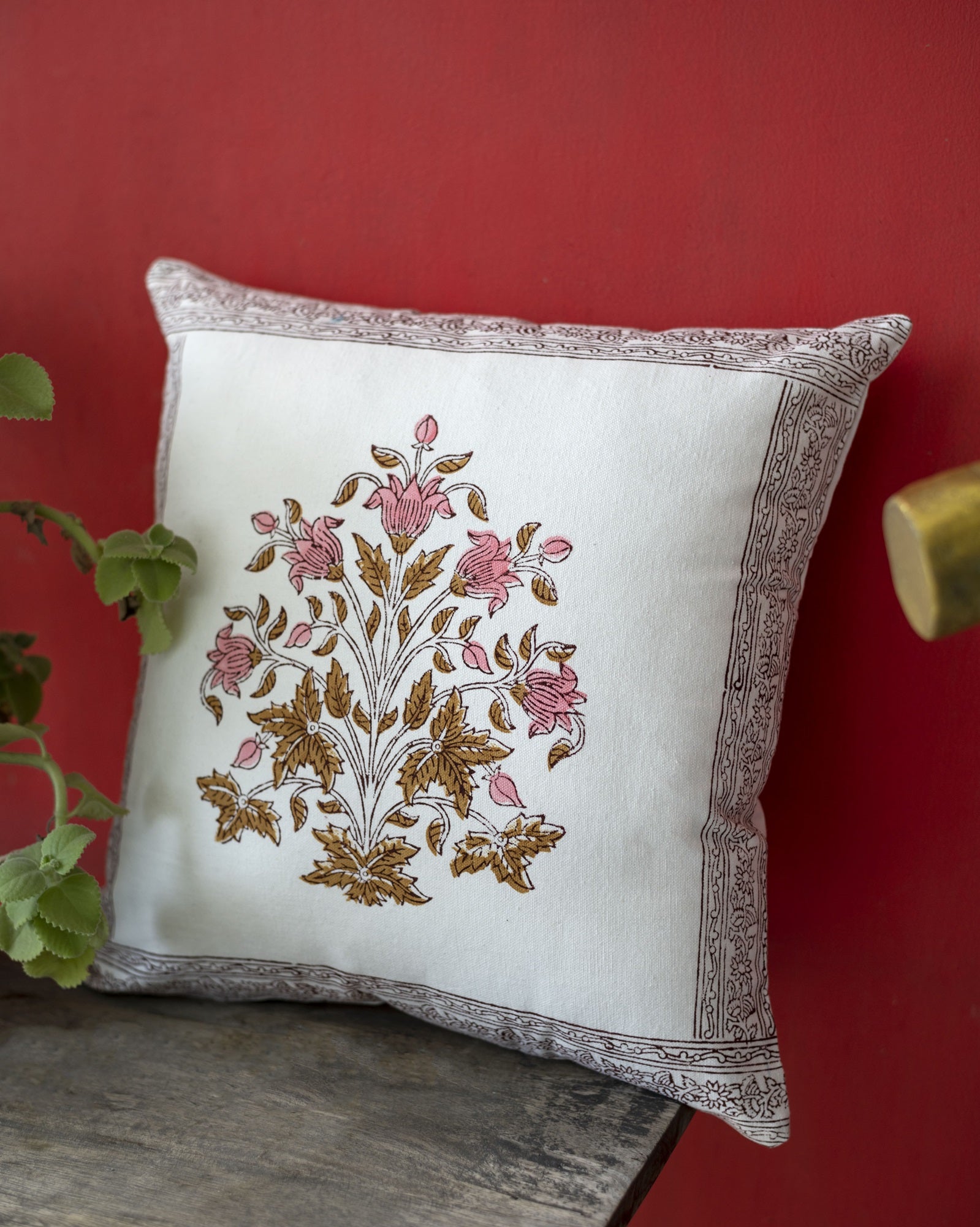 "Rosette Grove" Block Printed Cushion Cover