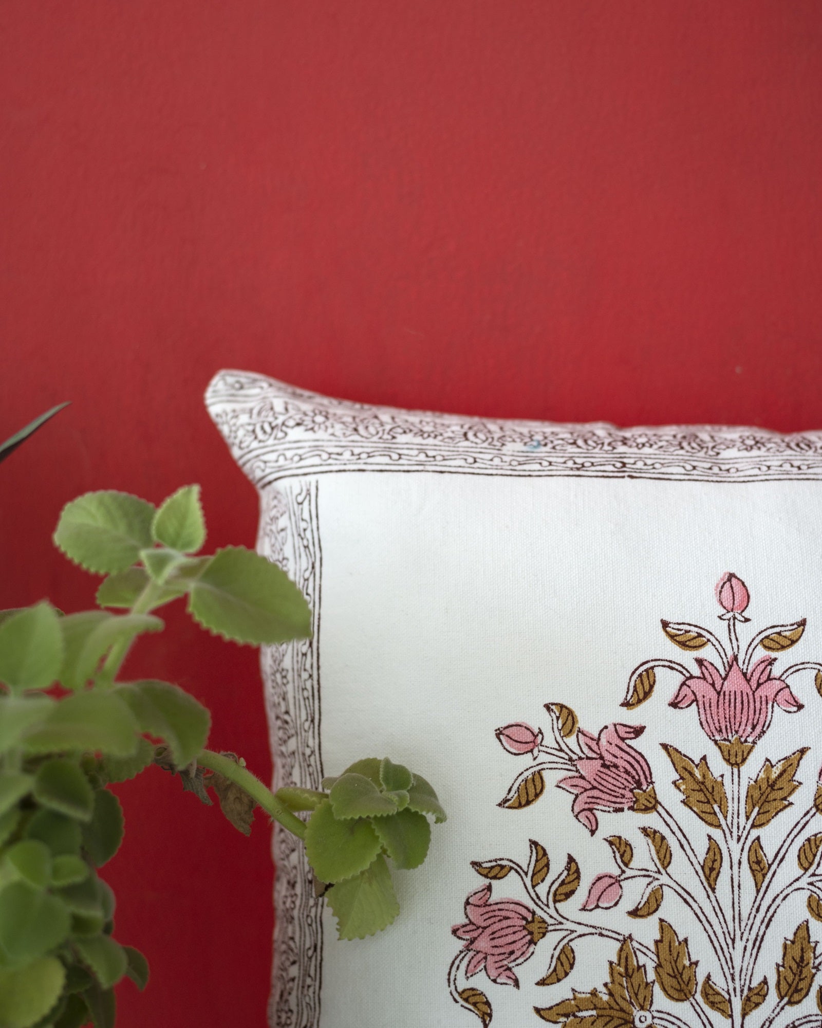 "Rosette Grove" Block Printed Cushion Cover