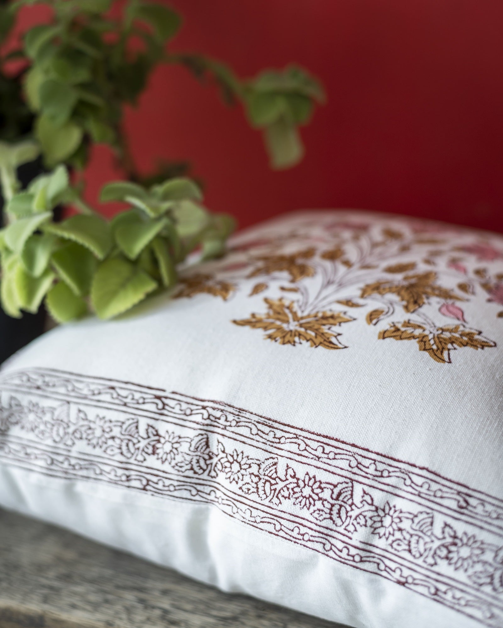 "Rosette Grove" Block Printed Cushion Cover