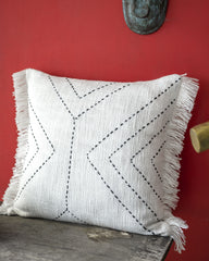 "Slate Stitch" Hand-Kantha Cotton Slub Cushion Cover