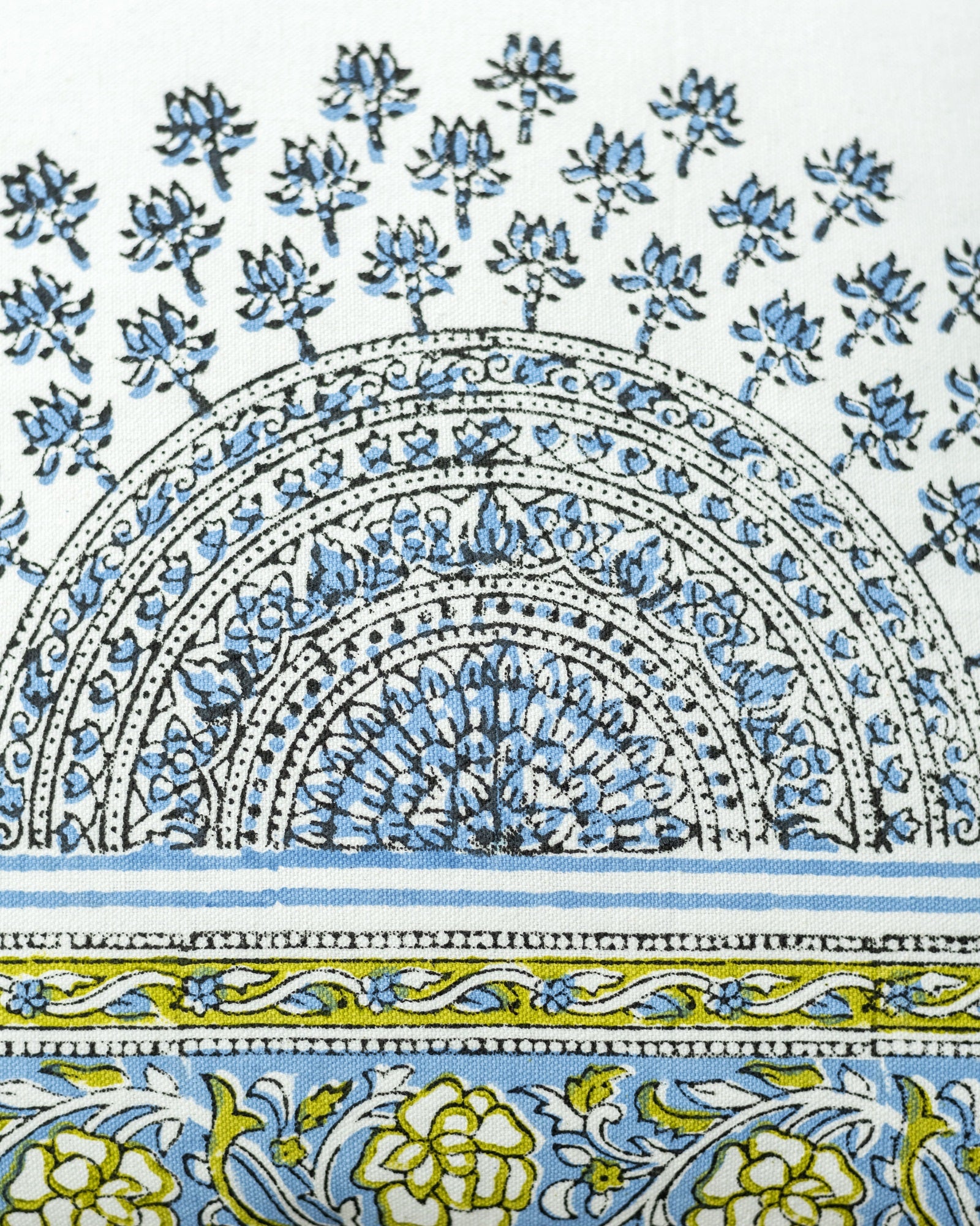 Mandala Hand Block Printed Off White Decorative Cushion Cover