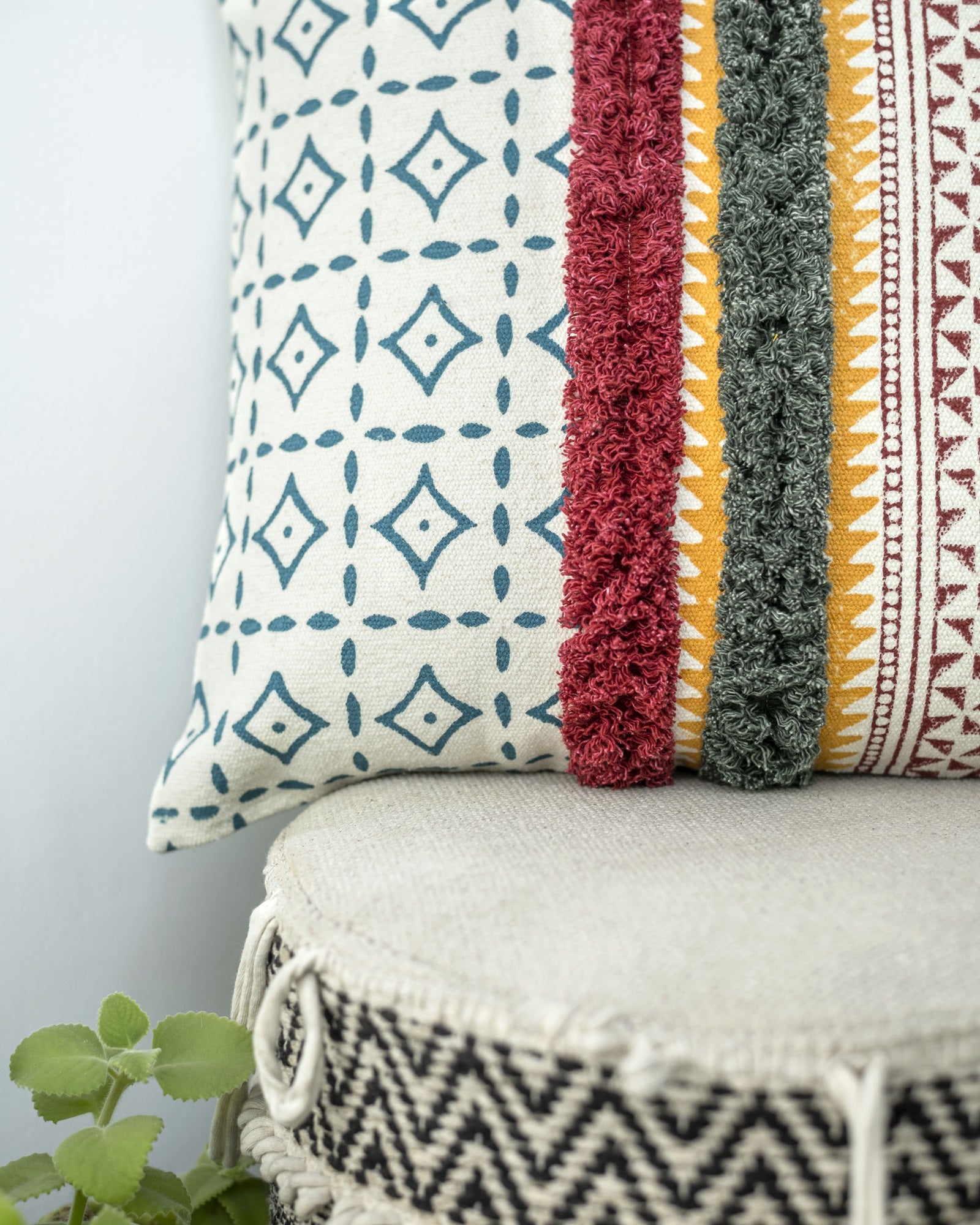 "Tribal Weave" Block Printed Cotton Cushion Cover