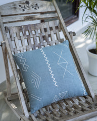 Cotton Slub Blue Embroidered Cushion Cover