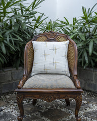Off White Embroidered Cotton Slub Decorative Cushion Cover