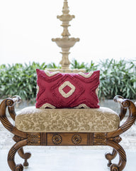 "Crimson Echo" Tufted Cotton Slub Cushion Cover