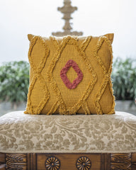 "Desert Bloom" Tufted Cotton Slub Cushion Cover