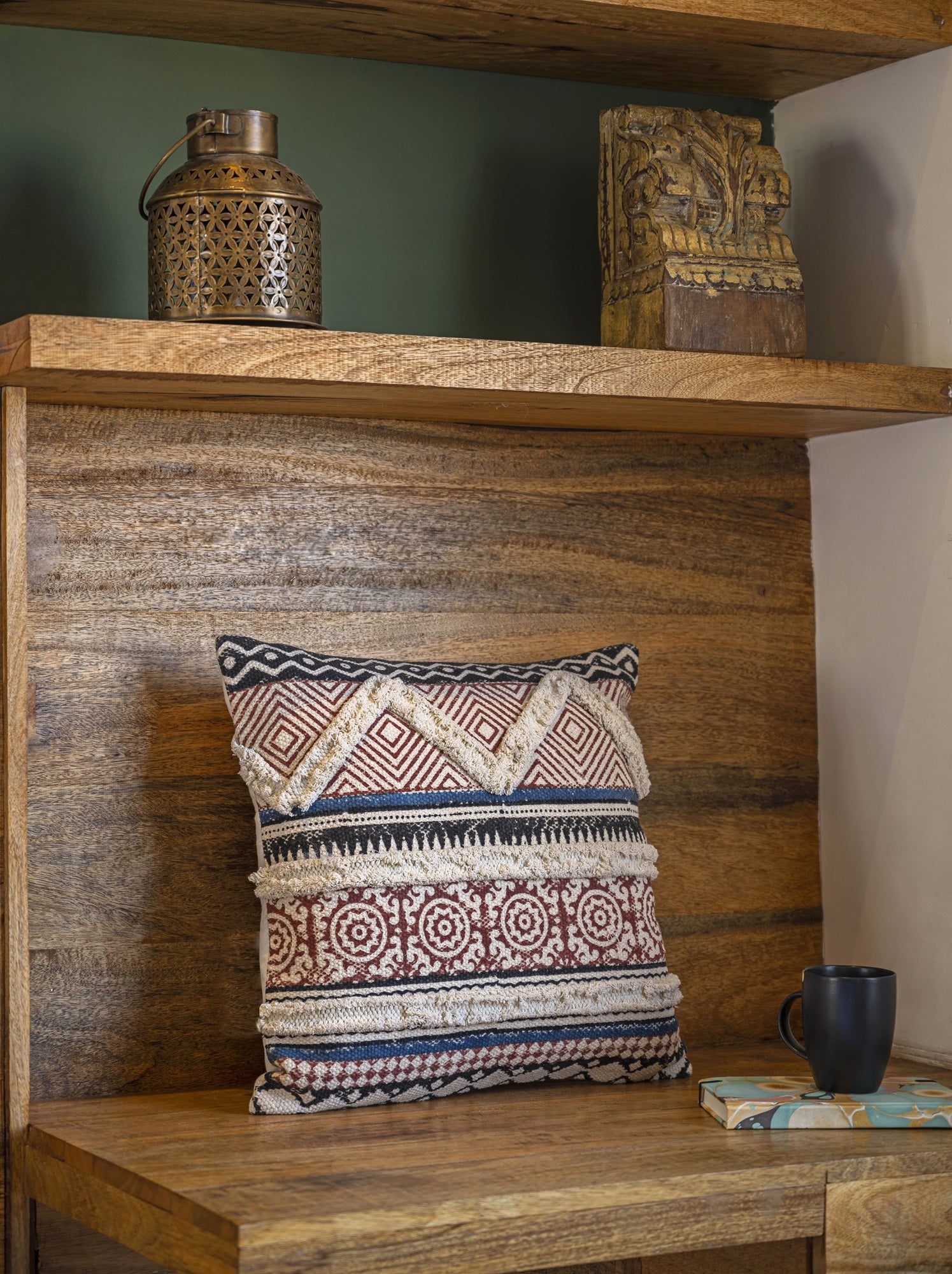 Geometric Hand Block Printed Cotton Cushion Cover