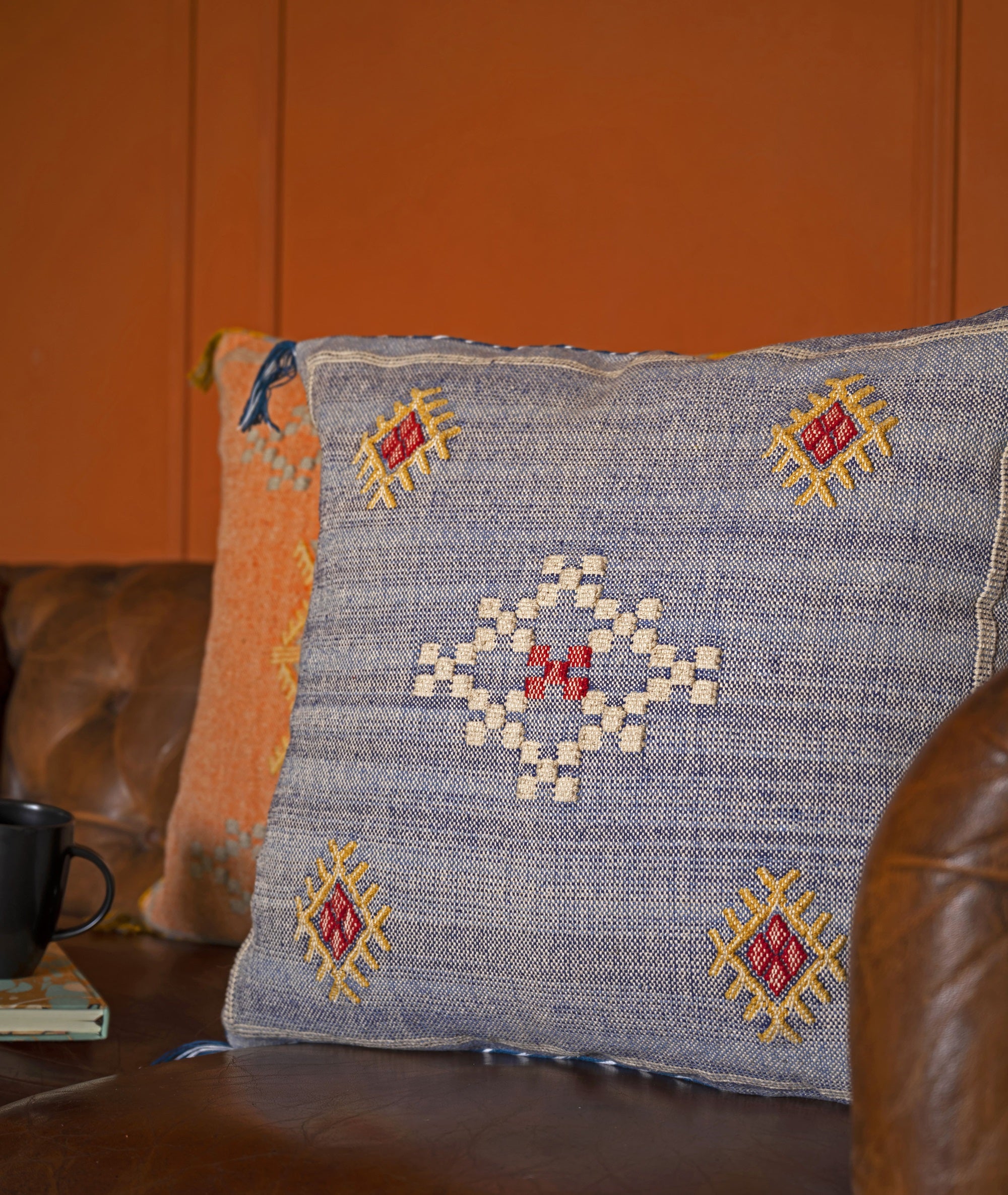 "Indigo Nomad" Embroidered Cushion Cover