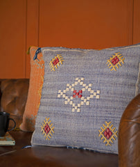 "Indigo Nomad" Embroidered Cushion Cover