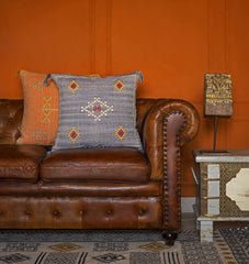 "Indigo Nomad" Embroidered Cushion Cover